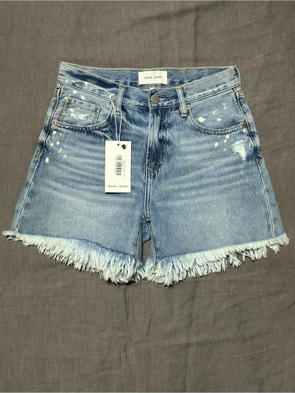 Dear John Light Blue Frayed Hem Denim Shorts